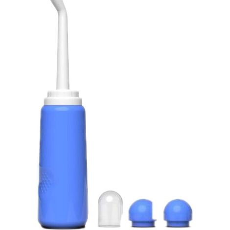Bidet Portable, Bouteille De Bidet Voyage 500 ML pour Le Pulvérisateur Bidet Poche Soins Post-Partum avec Buses De Camping en Plein Air Toilette Personnelle Hygiène Personnelle,Bleu (1/5)