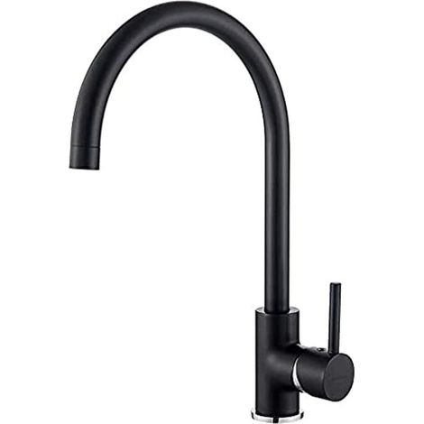 Robinet de Cuisine avec Bec Pivotant, Mitigeur de Cuisine Chaud et Froid, Mitigeur d'évier Haut, Noir (1/5)