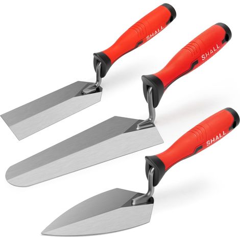 Ensemble de truelles de Finition à Prise Souple 3 pièces, truelle de pointage, truelle de calibrage, truelle de Marge, Outils de maçonnerie de Construction avec poignées à Prise Souple (1/5)