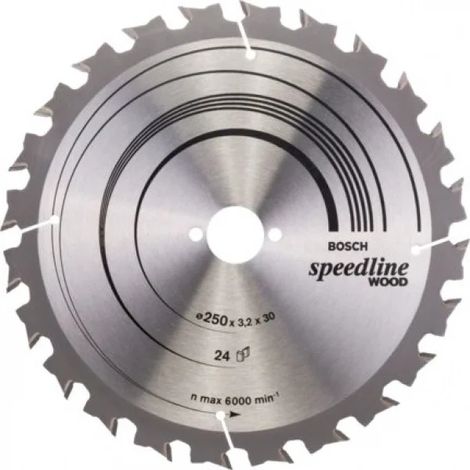 Bosch Professional 1x Lama per Sega Circolare Speedline for Wood (per Legno, Ø 250 x 3.2 x 30 mm, 24 Denti, Accessorio Sega Circolare)