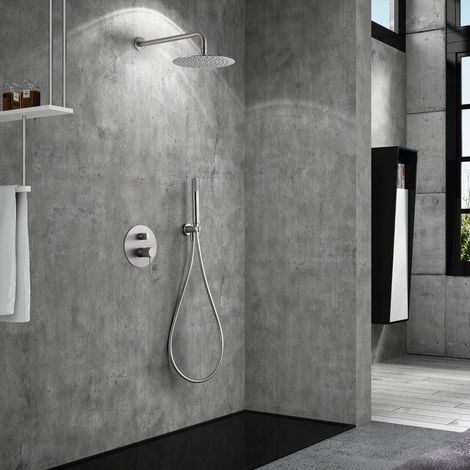 Imex -  Columna Ducha Empotrada con Grifo Níquel Serie Line