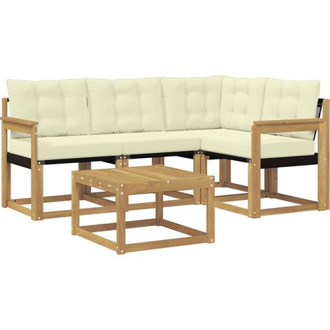 Outdoor Sofa Set with Cushion 5 pcs White and Cream vidaXL