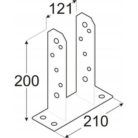 Embase de poteau vissée sur béton, galvanisée, 121 x 200 mm