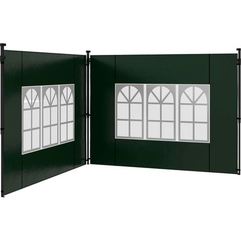 Ensemble de 2 panneaux latéraux pour tonnelles 3x3 et 3x6, imperméables, avec fenêtres, vert foncé