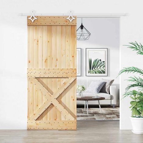 vidaXL Porta scorrevole Naturale e Bianco 90 x 210 cm