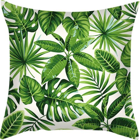 MINKUROW Fodera per cuscino 45X45 Fodere per cuscino con foglie verdi Lino Set di 2 Federa per cuscino per piante Fodera per cuscino moderna per soggiorno Giardino B2 (1/5)