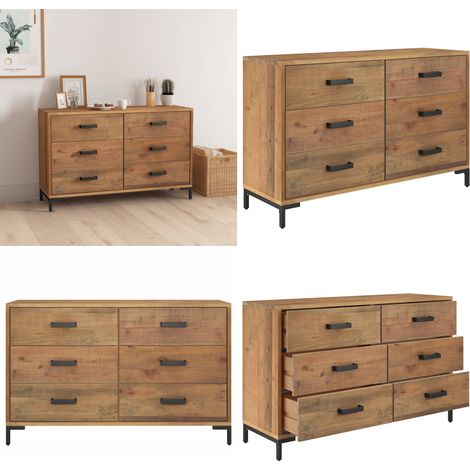 Buffet Marron 110x35x70 cm Bois de pin massif - Buffet Vintage - Buffet Rustique - Meuble Rangement - Commode Tiroir - Mobilier Salon - Home & Living (1/5)
