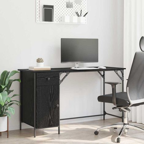 Computer Desk Black Oak 131 x 48 x 75 cm Engineered Wood vidaXL (1/5)