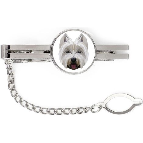 West Highland White Terrier, Westie - Pinza de corbata geométrica con foto e inscripción Art-Dog (1/4)
