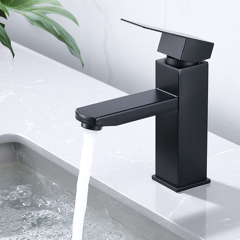 HOMELODY Rubinetto da bagno nero rubinetto lavabo rubinetto lavabo angolare bagno miscelatore lavabo miscelatore lavabo in acciaio inox miscelatore monocomando rubinetto bagno (1/5)