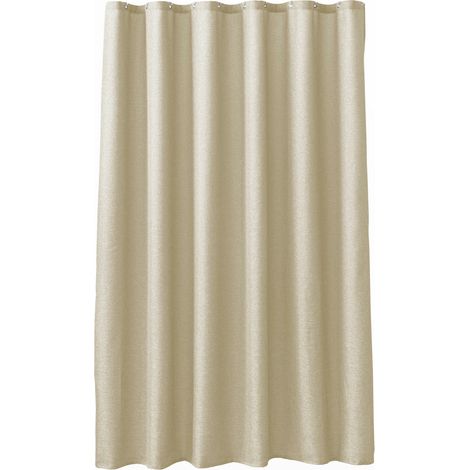 Rideau de douche uni aspect chambray avec crochets Naturel 180x200 cm (1/3)