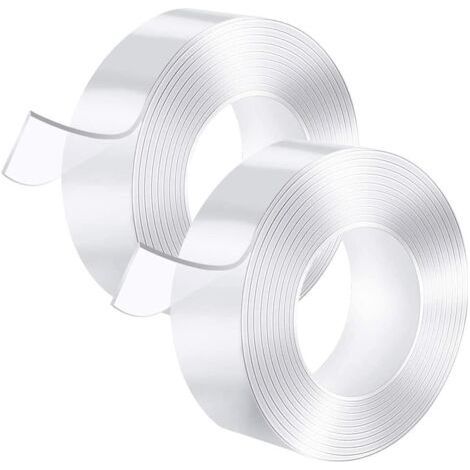 Nano Tape 2PCS Washable Adhesive Tape Reusable Multifunctional Silicone Adhesive Tape Traceless Double-Sided Gel Clear Tape Non-Slip Double-Sided Adhesive Tape (5M2cm2mm)-INHHUB (1/5)