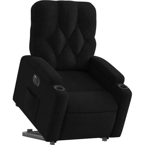 Poltrona relax TV con comodissima funzione di sollevamento elettrico in tessuto nero DEC028493