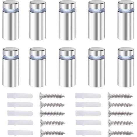 20x Vis d'écartement, verre publicité Axe entretoise Boulon Fix Verre standoff publicité, acier Inox, 12X40mm, avec accessoires de montage à vis (1/5)