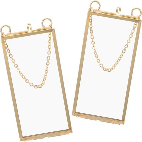 Cadres Photo Suspendus en Verre et Laiton Lot de 2 Affichage Élégant pour Fleurs Pressées pour Photos, pour Salle D'étude Cuisine (1/5)