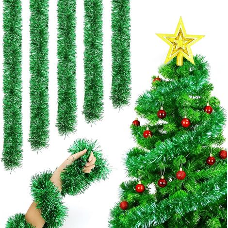 Guirlande de Sapin Artificiel Noël Décoration de Noel pour Intérieur Extérieur 10m Couronne 5 Pcs Guirlande Escalier Artificielle Noel pour Cheminée Escalier Sapin de Noël Jardin (Vert) (1/5)