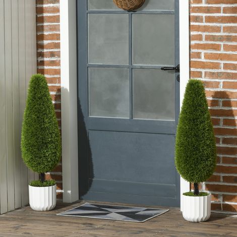Lot de 2 cyprès artificiels en pot 90 cm, plantes d’intérieur et d’extérieur à l’aspect réaliste, déco élégante et durable  CHICFURN (1/5)