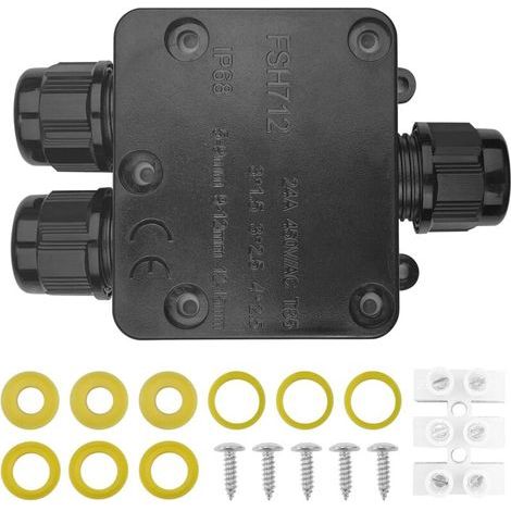 IP68 Wasserdichte Außenanschlussdose, wasserdichter Stecker, wasserdichter 3-Wege-Stecker für Kabel mit einem Durchmesser von 5-15 mm, wasserdichte Außenanschlussdose für Garten- und Erdkabel (1/5)