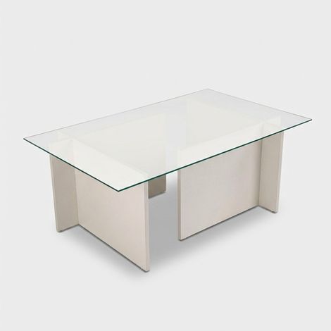 Couchtisch aus gehärtetem Glas 105x65 cm Vetrino - Weiß (1/5)