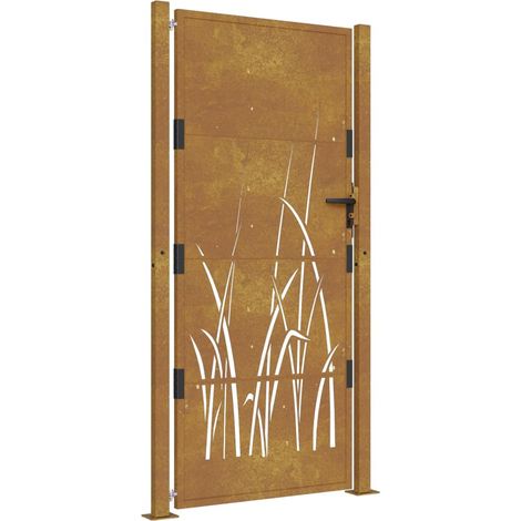 Vidaxl – Portail de jardin en acier corten 105 x 180 cm – Système verrouillable – Design découpé au laser – Résistant à la corrosion