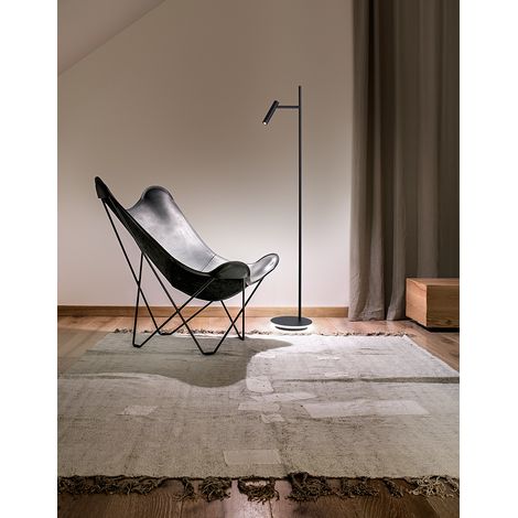 Lampadaire LED en métal noir, lampe de sol moderne avec spot orientable et lumière diffuse, 14W au total, design élégant, hauteur 152cm - Perenz