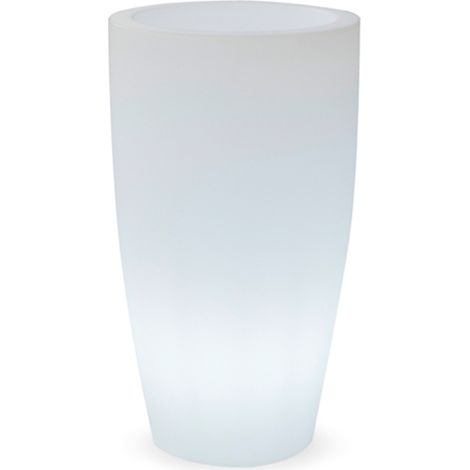 BAMBÚ 70 Macetero Alto y Redondo con Luz Para Plantas y Flores Muy Resistente. Carga Solar y Batería Recargable. Luz RGB y Hecho de Polietileno en España (1/3)