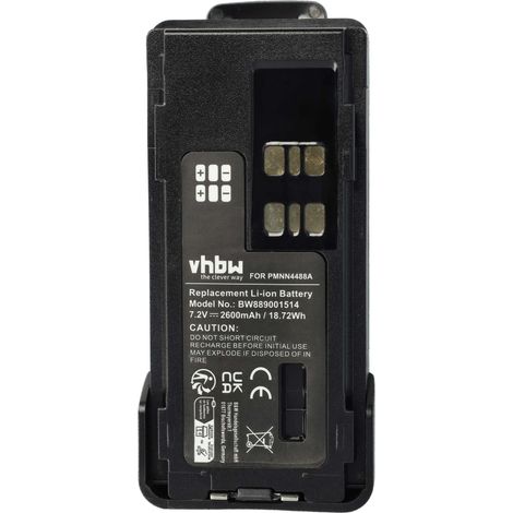 vhbw 1x Battery compatible with Motorola DP4400, DP4400E, DP4401e, DP4401 Radio, Walkie-Talkie (2600mAh, 7.4 V, Li-Ion) + Belt Clip