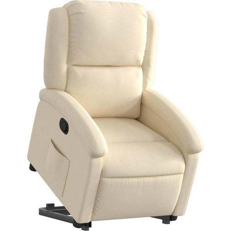 vidaXL Poltrona Alzapersona Reclinabile Crema in Tessuto