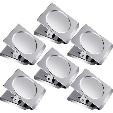 Clip magnétique surdimensionné, lot de 6, en acier inoxydable robuste, 6 pièce, fournitures de bureau, clip magnétique carré en métal, 6 pièce, clip magnétique carré en acier inoxydable (1/5)