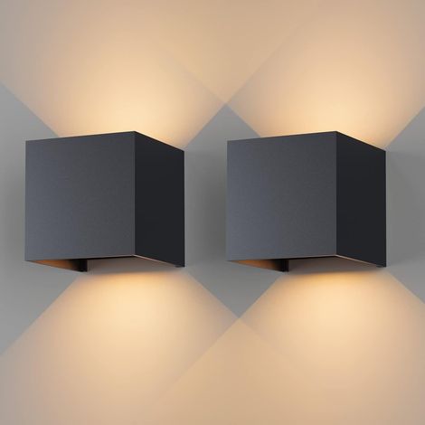 Applique murale LED 12W aluminium IP65 blanc chaud, faisceau réglable intérieur extérieur noir, classe énergétique G pour entrée jardin salon chambre (1/5)