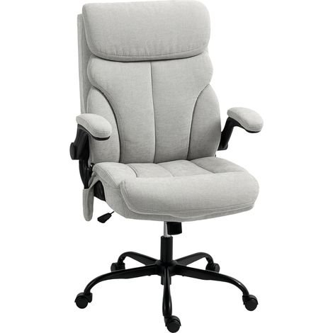Fauteuil de bureau avec massage, hauteur réglable, accoudoirs rabattables, tapissé respirant, 66x67x113-121 cm, gris
