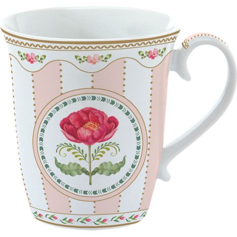 TAZA PORCELANA ROSA 275 ML FLOWERY + CAJA REGALO