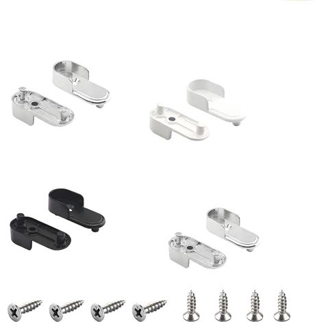 Lot de 8 supports de tringle à vêtements en métal - 4 couleurs différentes - Ovales - Avec vis - Pour support de penderie - Tringle à rideaux (couleur 1) (1/5)