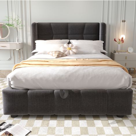 letto struttura letto 90x200 contenitore grigio OKMYHOME (1/3)