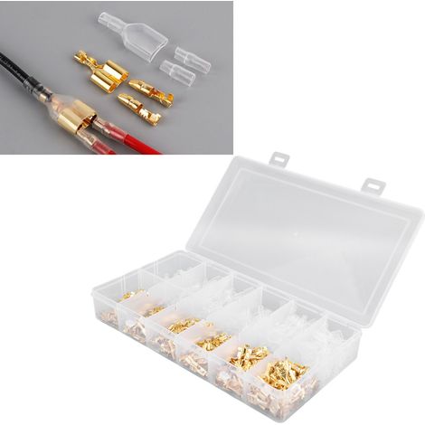 Set bestehend aus 450 Teilen, darunter blanke Klemmenblöcke, Federeinsätze, Hülsen sowie Stecker und Buchsen. (1/5)