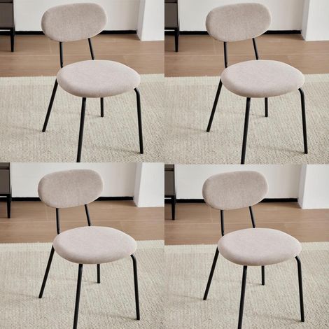 Esszimmerstuhl 4er Set Khaki, stapelbar, gepolstert, mit Metallbeinen (1/5)