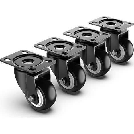 TAISHENGDA-4 Roulettes Pivotantes Pour Meubles sans Frein Jusqu'à 200KG - Roulette Sans Traces au Sol pour Charge Lourde - Roue en Caoutchouc pour Chariot - Noir
