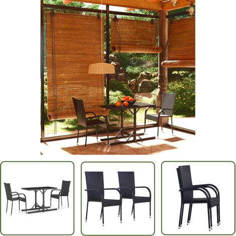 Furniture Limited - Ensemble à manger de jardin 3 pcs Noir (1/5)