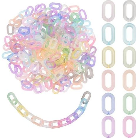 Lot de 220 anneaux de liaison ovales en acrylique givré, 11 couleurs, connecteurs à maillons rapides de 2,5 cm, crochets en C (1/5)