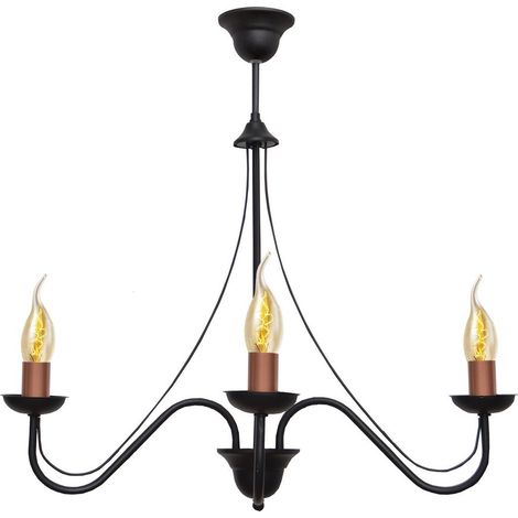 Helam MALBO Plafonnier Suspendu Multi Bras Noir, Cuivre 60cm