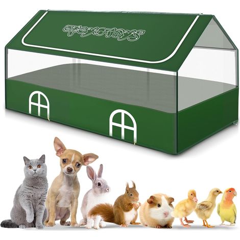 Parc de jeu portable pour petits animaux, parc de jeu pour lapin, cochon d'Inde pour intérieur et extérieur, poulailler portable avec sol imperméable pour cochon d'Inde, poulet, hamsters, hérissons (1/5)
