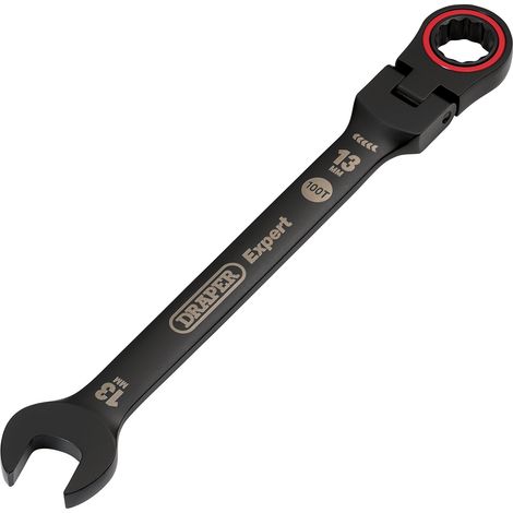 Draper 13MM FLEX HEAD RATCHET SPANNER 03919 HI-TORQ® Metric Flexible Head Ratchet Combination Spanners, Black