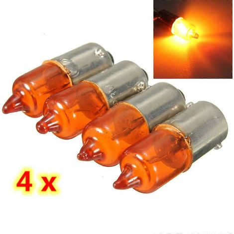 Lot de 4 ampoules clignotantes orange ambrées pour moto, voiture et camion, 12 V BA9S (1/5)