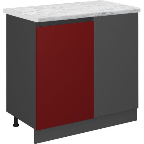 Mobile ad angolo cucina R-Line, Rosso, 86 cm PL Marmo, Vicco