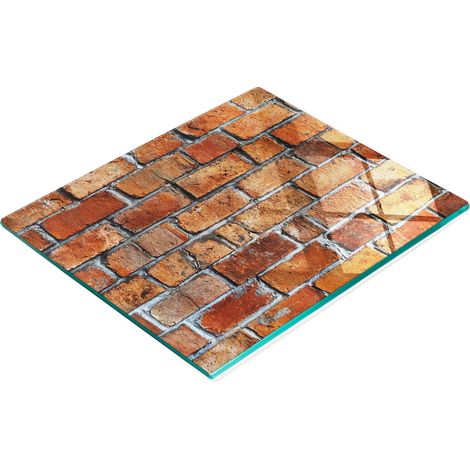 Tablero de cocina de vidrio templado con gr谩ficos decorativos de pared de ladrillo 60x52 cm