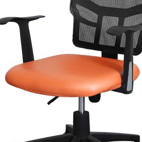 Housse de chaise de bureau en cuir PU imperméable (rouge vin) - Protège-siège élastique pour chaise informatique, housse coulissante amovible et lavable, taille standard (1/5)