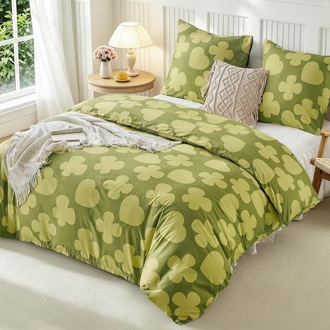 Bettwäsche-Set 200x200cm mit Schmetterlingen & Herzen, Mikrofaser, Reißverschluss