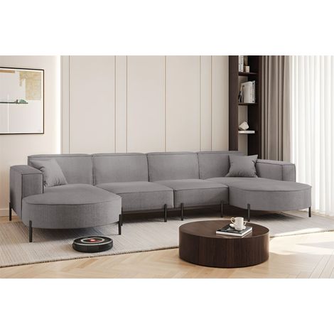 Wohnlandschaft U-Form Sofa VALENCIA XL in Stoff Scala Grau (1/2)