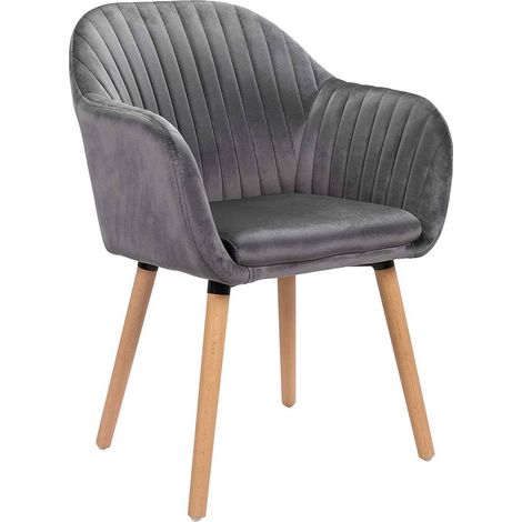 WOLTU 1x Kitchen dining chairs Living Room Corner chairs with Velvet Solid Wood Dark Grey (1/5)