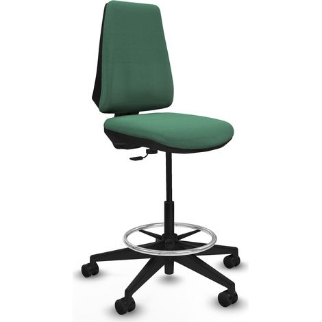 Taburete Elche CP bali verde esmeralda base piramidal ruedas 65mm nailon